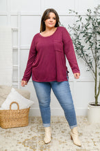 Load image into Gallery viewer, Long Sleeve Knit Top With Pocket In Burgundy
