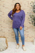 Load image into Gallery viewer, Long Sleeve Knit Top With Pocket In Denim Blue
