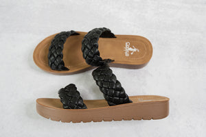 Wind It Up Sandals in Black by Corkys