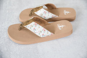 Summer Break Sandals in White Ditzy Flower by Corkys