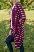 Load image into Gallery viewer, Change Your Stripes Cardigan in Wine
