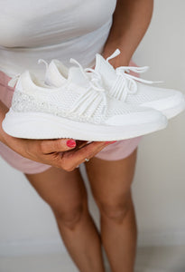 Soft Serve Sneakers in White Glitter by Corkys