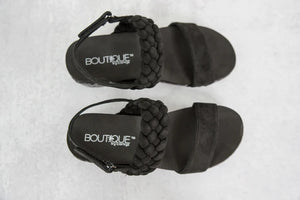 Pleasant Sandals in Black Suede by Corkys