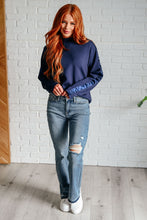 Load image into Gallery viewer, Lysa Satin Stripe Pullover in Smoky Navy
