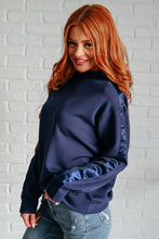 Load image into Gallery viewer, Lysa Satin Stripe Pullover in Smoky Navy
