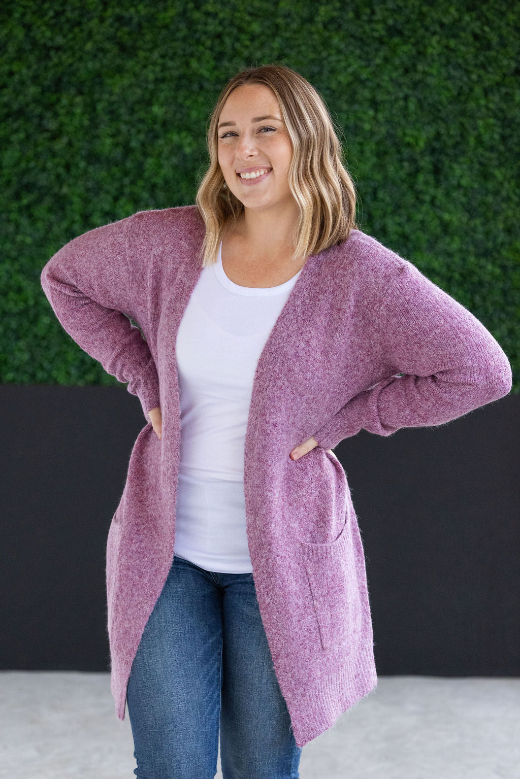 Madison Cozy Cardigan - Frosted Berry