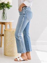 Load image into Gallery viewer, JUDY BLUE Metallic Seam Mid Rise Flare Jeans
