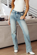 Load image into Gallery viewer, Miranda High Rise Plaid Cuff Vintage Straight Jeans By Judy Blue
