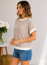 Load image into Gallery viewer, Mocha Morning Stripe Top
