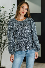 Load image into Gallery viewer, Muse Moves High Neck Peplum Blouse in Black
