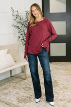Load image into Gallery viewer, Nice to Each Other Raglan Sleeve Top in Cabernet
