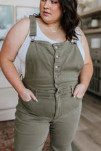 Load image into Gallery viewer, Olivia Control Top Release Hem Overalls in Olive by Judy Blue
