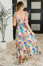 Load image into Gallery viewer, Paint Me Pretty Square Neck Dress in Lime, Blue and Tangerine
