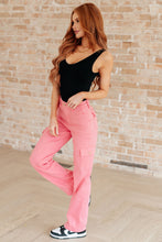 Load image into Gallery viewer, JUDY BLUE  Peggy High Rise Cargo Straight Jeans in Pink
