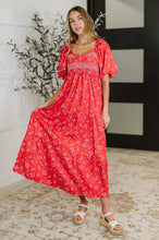 Load image into Gallery viewer, Petals &amp; Promises V-Neck Dress in Red Multi
