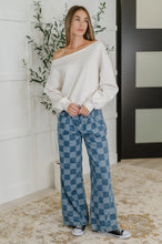 Load image into Gallery viewer, All Checked In Wide Leg Checkered Jeans (2 color options)
