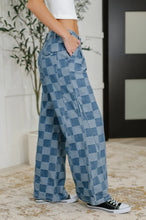 Load image into Gallery viewer, All Checked In Wide Leg Checkered Jeans (2 color options)
