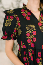 Load image into Gallery viewer, Quiet Life Notch Neck Tiered Dress in Black
