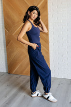 Load image into Gallery viewer, Raising Heart Rate Cut Out Jumpsuit in Navy
