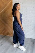 Load image into Gallery viewer, Raising Heart Rate Cut Out Jumpsuit in Navy
