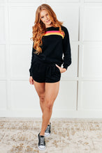 Load image into Gallery viewer, Retro Rainbow Shorts Set in Black
