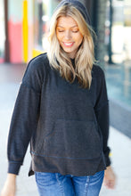 Load image into Gallery viewer, Cozy Up Mineral Wash Rib Knit Hoodie in Charcoal

