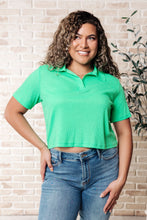 Load image into Gallery viewer, Rory Ribbed Cropped Tennis Tee in Green
