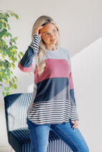 Load image into Gallery viewer, Rose Smoke Striped Knit Top
