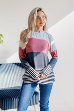 Load image into Gallery viewer, Rose Smoke Striped Knit Top
