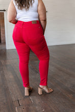 Load image into Gallery viewer, Ruby High Rise Control Top Garment Dyed Skinny Jeans in Red by Judy Blue
