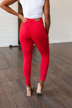 Load image into Gallery viewer, Ruby High Rise Control Top Garment Dyed Skinny Jeans in Red by Judy Blue
