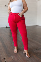 Load image into Gallery viewer, Ruby High Rise Control Top Garment Dyed Skinny Jeans in Red by Judy Blue
