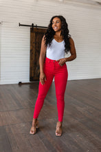 Load image into Gallery viewer, Ruby High Rise Control Top Garment Dyed Skinny Jeans in Red by Judy Blue
