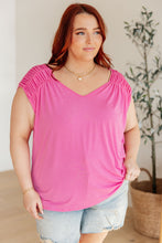 Load image into Gallery viewer, Ruched Cap Sleeve Top in Magenta
