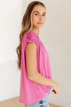 Load image into Gallery viewer, Ruched Cap Sleeve Top in Magenta
