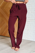 Load image into Gallery viewer, Runner&#39;s High Drawstring Joggers in Red Merlot
