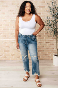 Sammy High Waist Distressed Crop Straight Leg Jeans by Judy Blue