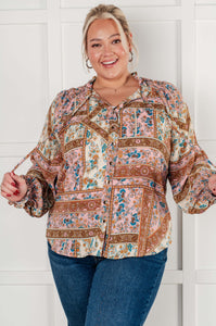 Show and Tell Mixed Print Peasant Blouse