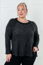 Load image into Gallery viewer, Simple Silhouette Brushed Hacci Sweater in Black
