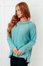 Load image into Gallery viewer, Simple Silhouette Brushed Hacci Sweater in Dusty Teal
