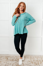 Load image into Gallery viewer, Simple Silhouette Brushed Hacci Sweater in Dusty Teal
