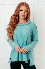 Load image into Gallery viewer, Simple Silhouette Brushed Hacci Sweater in Dusty Teal
