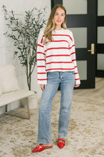 Load image into Gallery viewer, Softly Secure Drop Shoulder Sweater in Red and White
