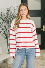 Load image into Gallery viewer, Softly Secure Drop Shoulder Sweater in Red and White
