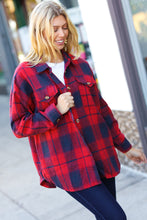 Load image into Gallery viewer, Mountain Views Red Cotton Flannel Plaid Square Hem Pocketed Jacket
