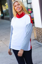 Load image into Gallery viewer, My Forever Wish Red/White Hacci Color Block Jacquard Knit Turtleneck
