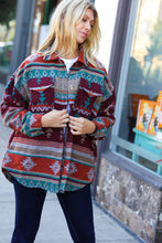 Load image into Gallery viewer, Holiday In The Mountains Aztec Flannel Textured Button Down Pocketed Shacket
