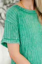 Load image into Gallery viewer, Sunday's Bestie Mineral Wash Top in Kelly Green
