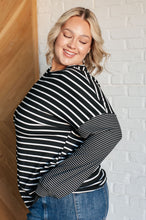 Load image into Gallery viewer, Super Clever Patchwork Striped Top in Black
