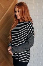 Load image into Gallery viewer, Super Clever Patchwork Striped Top in Black
